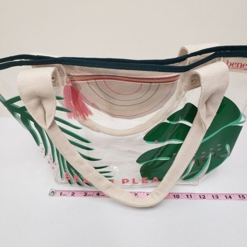 Benefit Beach Please Tote Bag Clear Canvas Handles - Picture 9 of 10